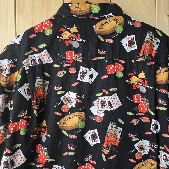 Chiliwear Casino Blackjack Dice Roulette Button Front Camp Shirt Mens XL - Picture 8 of 8